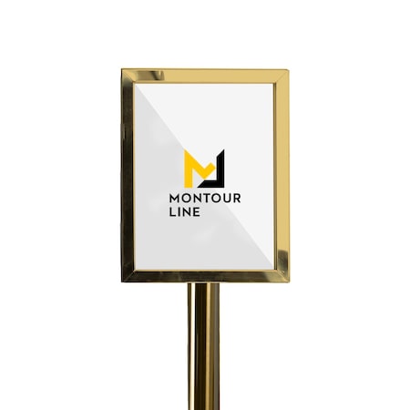 Montour Line Sign Frame Floor Standing 8.5 x 11 in. V Polished Brass Steel FS200-8511-V-PB